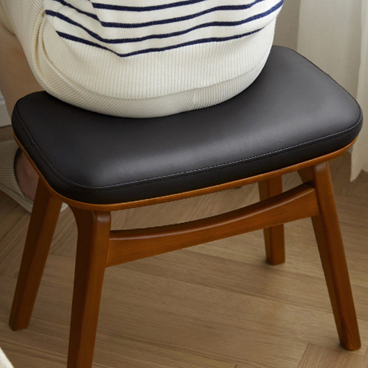Modern Minimalist Boxwood Synthetic Leather Sponge Arc Trapezoidal Lightweight Vanity Stool Backless Armless For Bedroom