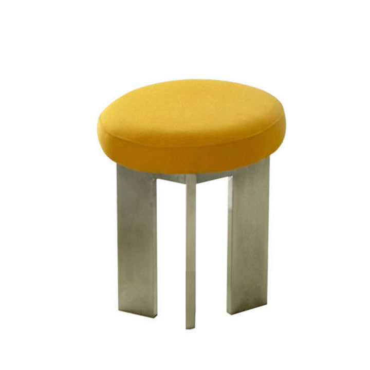 Chaise de salle à manger contemporaine industrielle en coton et lin, acier inoxydable, éponge, ronde, légère, sans dossier ni accoudoirs pour salle à manger 