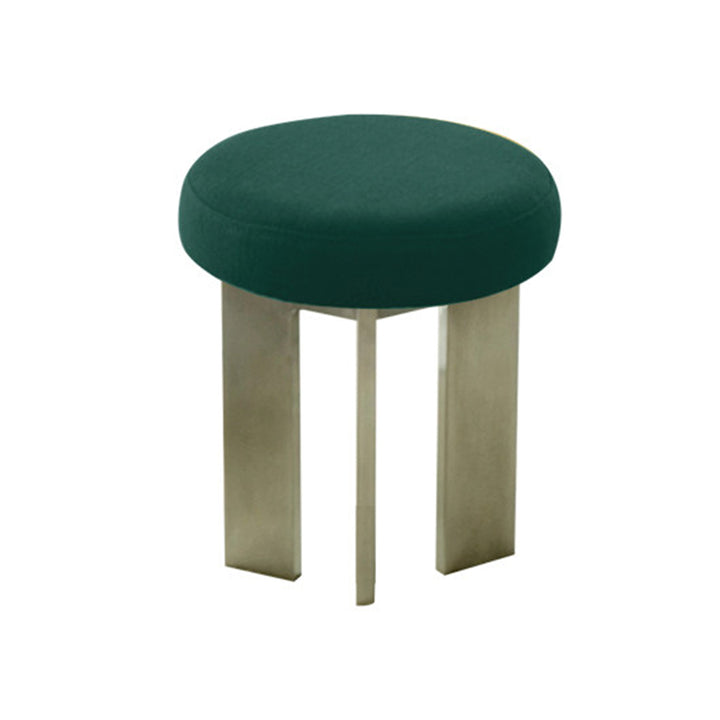 Chaise de salle à manger contemporaine industrielle en coton et lin, acier inoxydable, éponge, ronde, légère, sans dossier ni accoudoirs pour salle à manger 