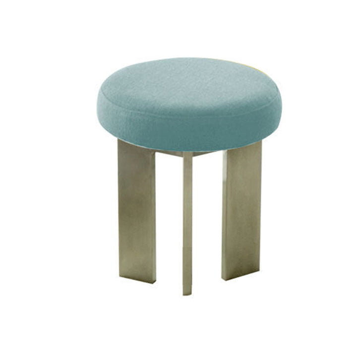 Chaise de salle à manger contemporaine industrielle en coton et lin, acier inoxydable, éponge, ronde, légère, sans dossier ni accoudoirs pour salle à manger 