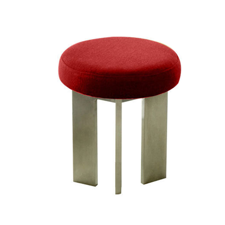 Chaise de salle à manger contemporaine industrielle en coton et lin, acier inoxydable, éponge, ronde, légère, sans dossier ni accoudoirs pour salle à manger 