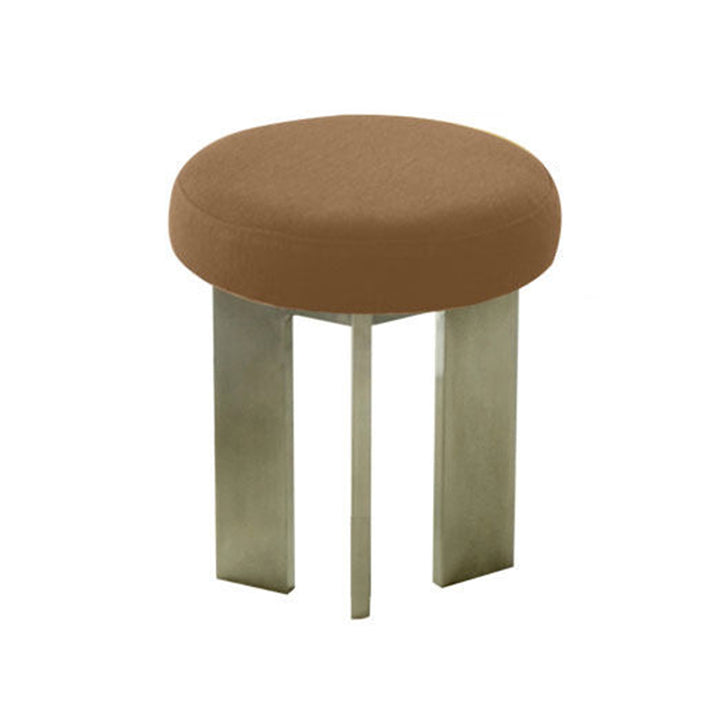 Chaise de salle à manger contemporaine industrielle en coton et lin, acier inoxydable, éponge, ronde, légère, sans dossier ni accoudoirs pour salle à manger 