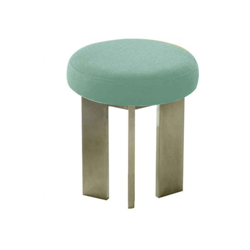 Chaise de salle à manger contemporaine industrielle en coton et lin, acier inoxydable, éponge, ronde, légère, sans dossier ni accoudoirs pour salle à manger 