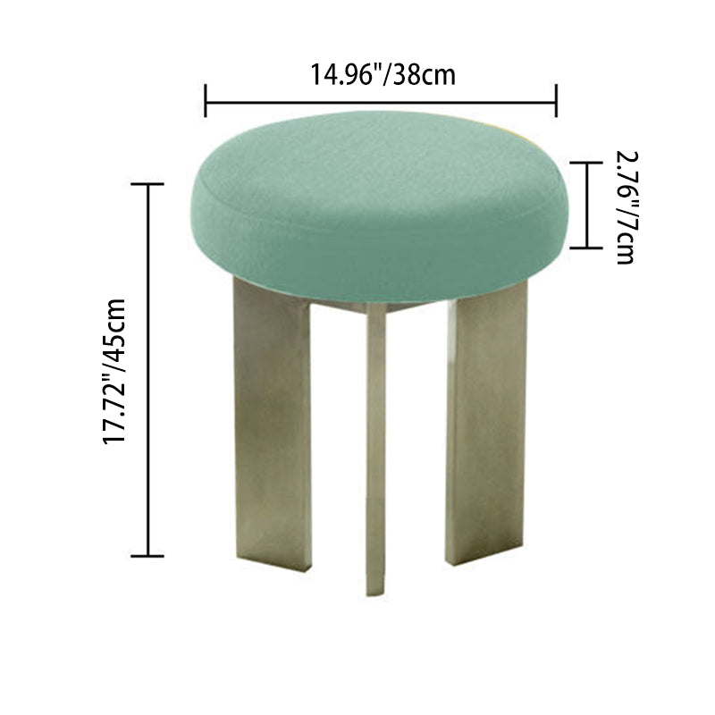 Chaise de salle à manger contemporaine industrielle en coton et lin, acier inoxydable, éponge, ronde, légère, sans dossier ni accoudoirs pour salle à manger 