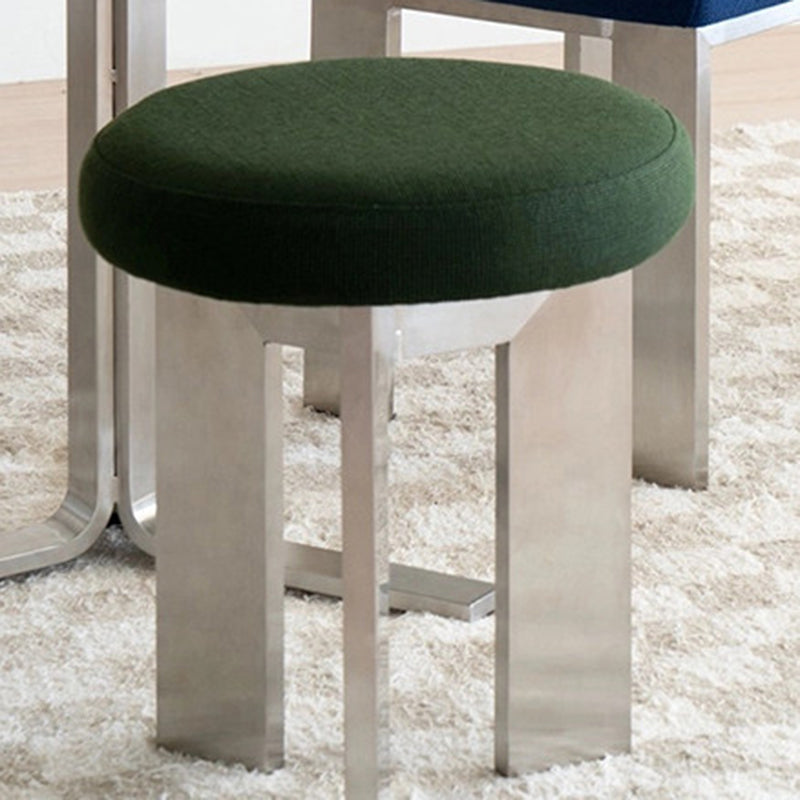 Chaise de salle à manger contemporaine industrielle en coton et lin, acier inoxydable, éponge, ronde, légère, sans dossier ni accoudoirs pour salle à manger 