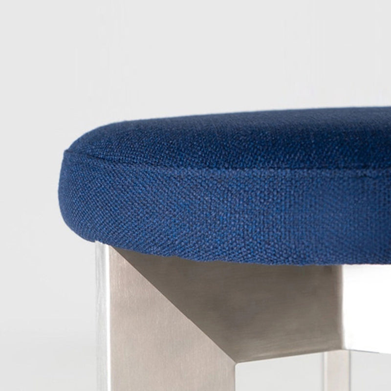 Chaise de salle à manger contemporaine industrielle en coton et lin, acier inoxydable, éponge, ronde, légère, sans dossier ni accoudoirs pour salle à manger 