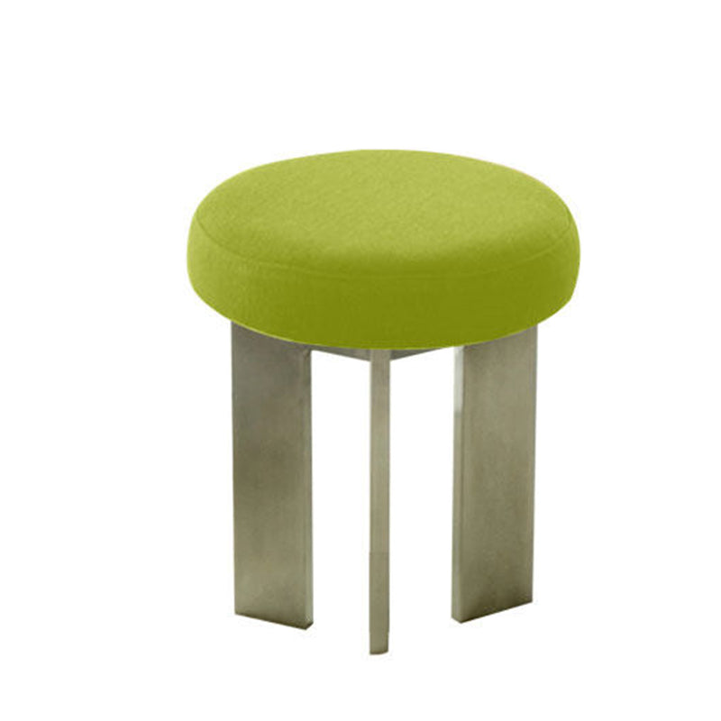 Chaise de salle à manger contemporaine industrielle en coton et lin, acier inoxydable, éponge, ronde, légère, sans dossier ni accoudoirs pour salle à manger 