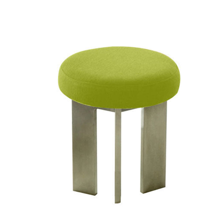 Chaise de salle à manger contemporaine industrielle en coton et lin, acier inoxydable, éponge, ronde, légère, sans dossier ni accoudoirs pour salle à manger 