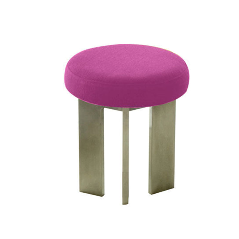 Chaise de salle à manger contemporaine industrielle en coton et lin, acier inoxydable, éponge, ronde, légère, sans dossier ni accoudoirs pour salle à manger 