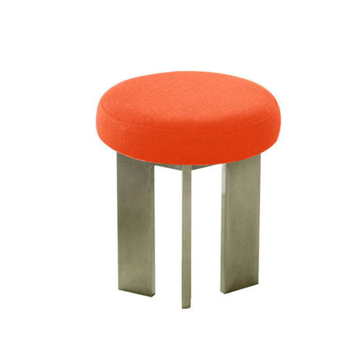Chaise de salle à manger contemporaine industrielle en coton et lin, acier inoxydable, éponge, ronde, légère, sans dossier ni accoudoirs pour salle à manger 