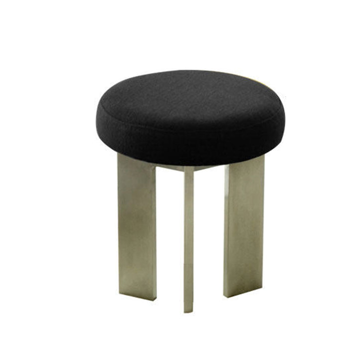 Chaise de salle à manger contemporaine industrielle en coton et lin, acier inoxydable, éponge, ronde, légère, sans dossier ni accoudoirs pour salle à manger 