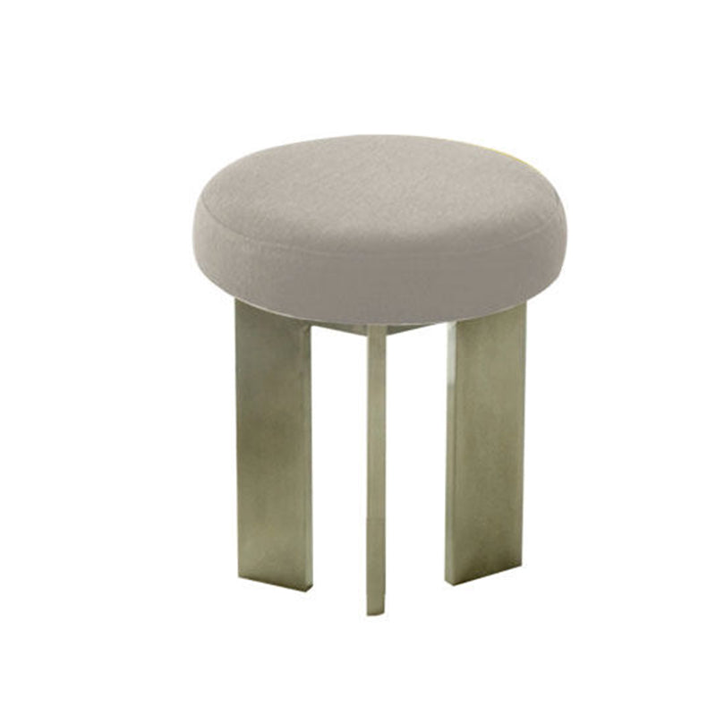 Chaise de salle à manger contemporaine industrielle en coton et lin, acier inoxydable, éponge, ronde, légère, sans dossier ni accoudoirs pour salle à manger 