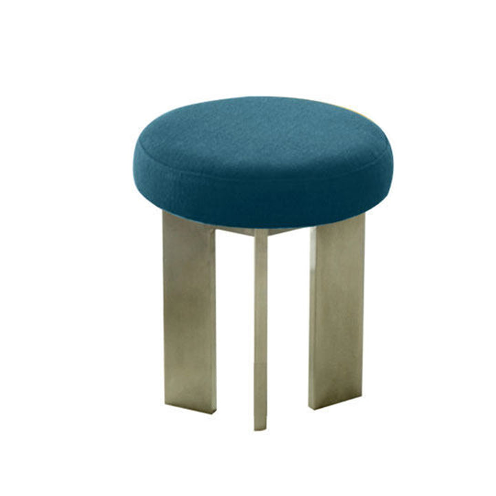 Chaise de salle à manger contemporaine industrielle en coton et lin, acier inoxydable, éponge, ronde, légère, sans dossier ni accoudoirs pour salle à manger 