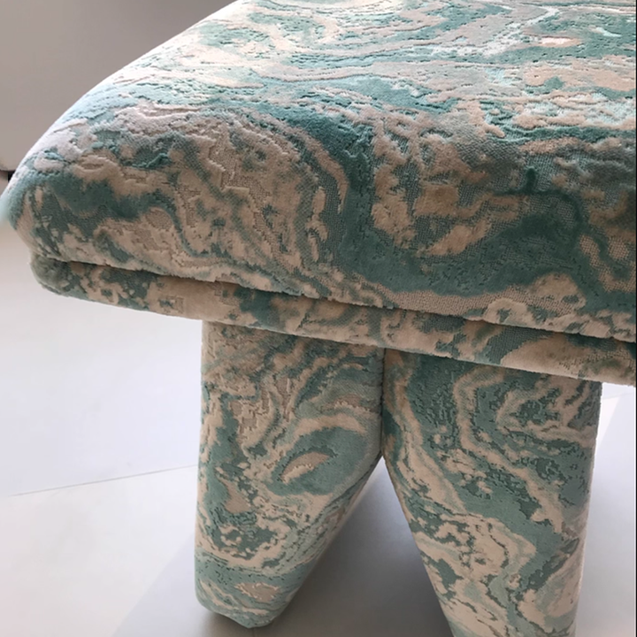 Contemporary Scandinavian Plywood Chenille Cotton Linen Velvet Square Top Triangular Vanity Stool Backless Armless For Bedroom