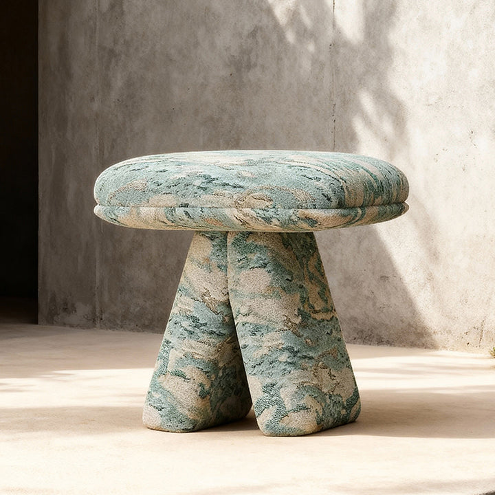 Contemporary Scandinavian Plywood Chenille Cotton Linen Velvet Square Top Triangular Vanity Stool Backless Armless For Bedroom