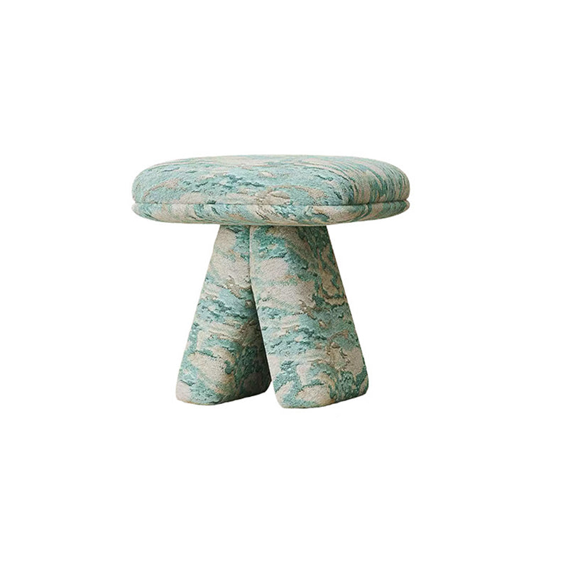 Contemporary Scandinavian Plywood Chenille Cotton Linen Velvet Square Top Triangular Vanity Stool Backless Armless For Bedroom