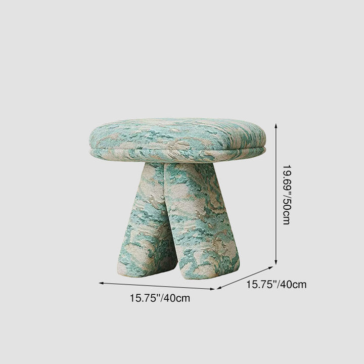 Contemporary Scandinavian Plywood Chenille Cotton Linen Velvet Square Top Triangular Vanity Stool Backless Armless For Bedroom