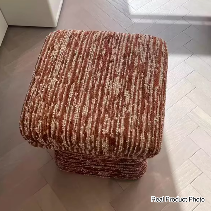 Contemporary Scandinavian Plywood Chenille Cotton Linen Velvet Square Top Triangular Vanity Stool Backless Armless For Bedroom