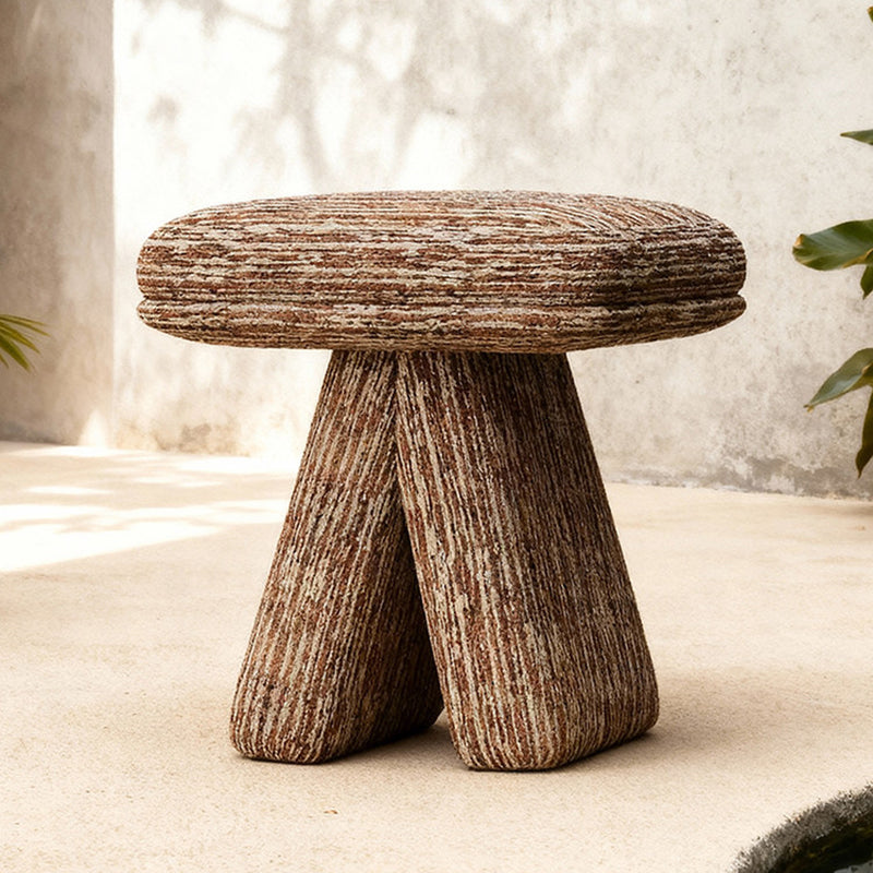 Contemporary Scandinavian Plywood Chenille Cotton Linen Velvet Square Top Triangular Vanity Stool Backless Armless For Bedroom