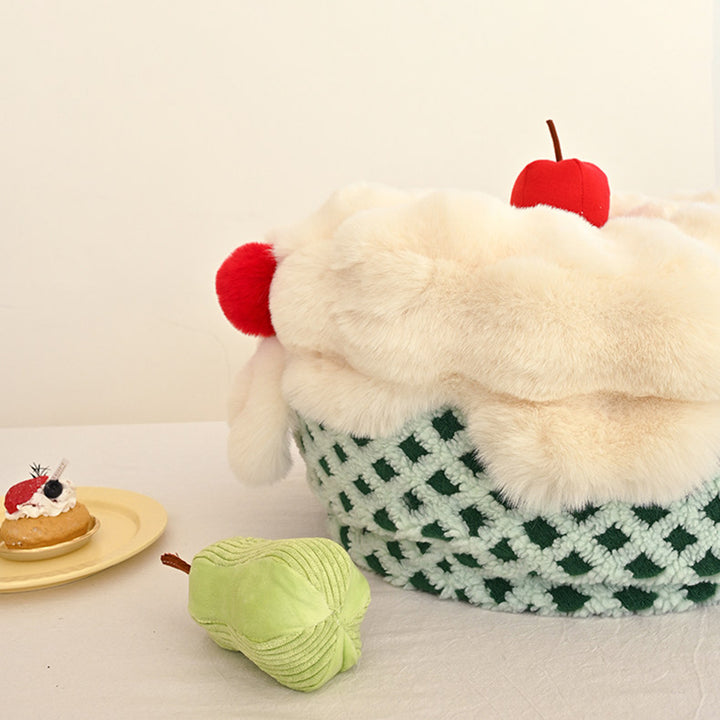 Contemporary Nordic Sherpa Fabric Faux Rabbit Fur EPP Cartoon Cake Removable &amp; Washable Design Low Stool Backless Armless For Living Room &amp; Bedroom