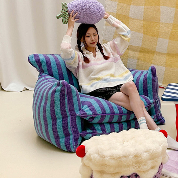 Contemporary Nordic Sherpa Fabric Faux Rabbit Fur EPP Cartoon Cake Removable &amp; Washable Design Low Stool Backless Armless For Living Room &amp; Bedroom