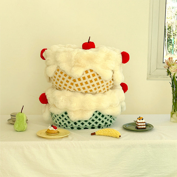 Contemporary Nordic Sherpa Fabric Faux Rabbit Fur EPP Cartoon Cake Removable & Washable Design Low Stool Backless Armless For Living Room & Bedroom