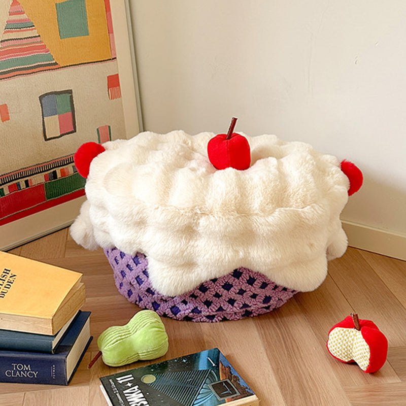 Contemporary Nordic Sherpa Fabric Faux Rabbit Fur EPP Cartoon Cake Removable &amp; Washable Design Low Stool Backless Armless For Living Room &amp; Bedroom