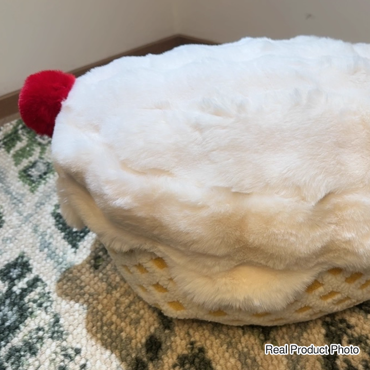 Contemporary Nordic Sherpa Fabric Faux Rabbit Fur EPP Cartoon Cake Removable &amp; Washable Design Low Stool Backless Armless For Living Room &amp; Bedroom