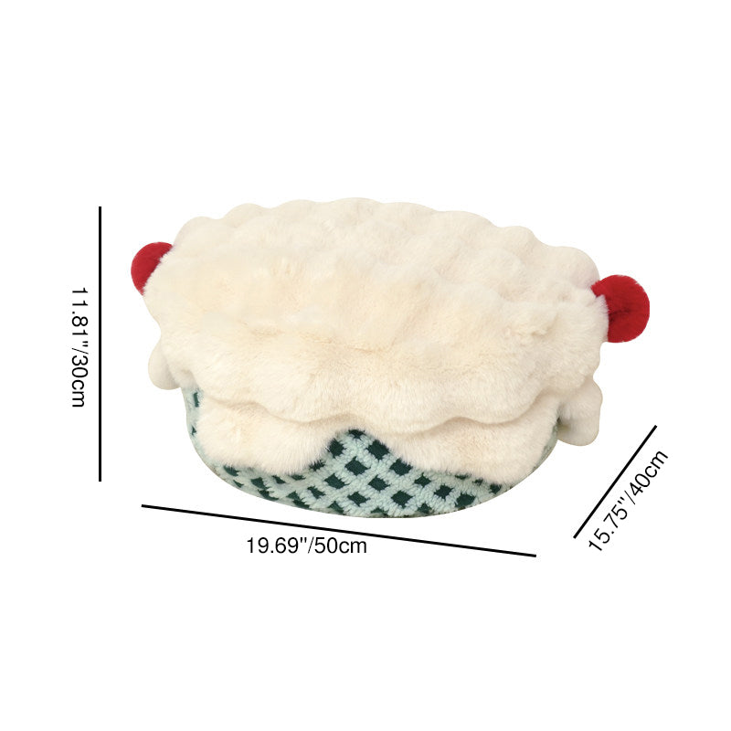 Contemporary Nordic Sherpa Fabric Faux Rabbit Fur EPP Cartoon Cake Removable &amp; Washable Design Low Stool Backless Armless For Living Room &amp; Bedroom