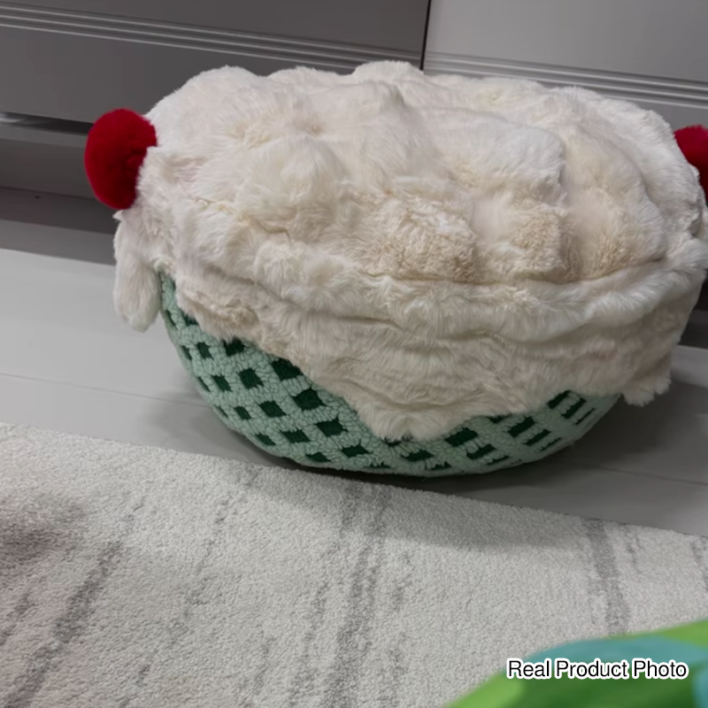 Contemporary Nordic Sherpa Fabric Faux Rabbit Fur EPP Cartoon Cake Removable &amp; Washable Design Low Stool Backless Armless For Living Room &amp; Bedroom