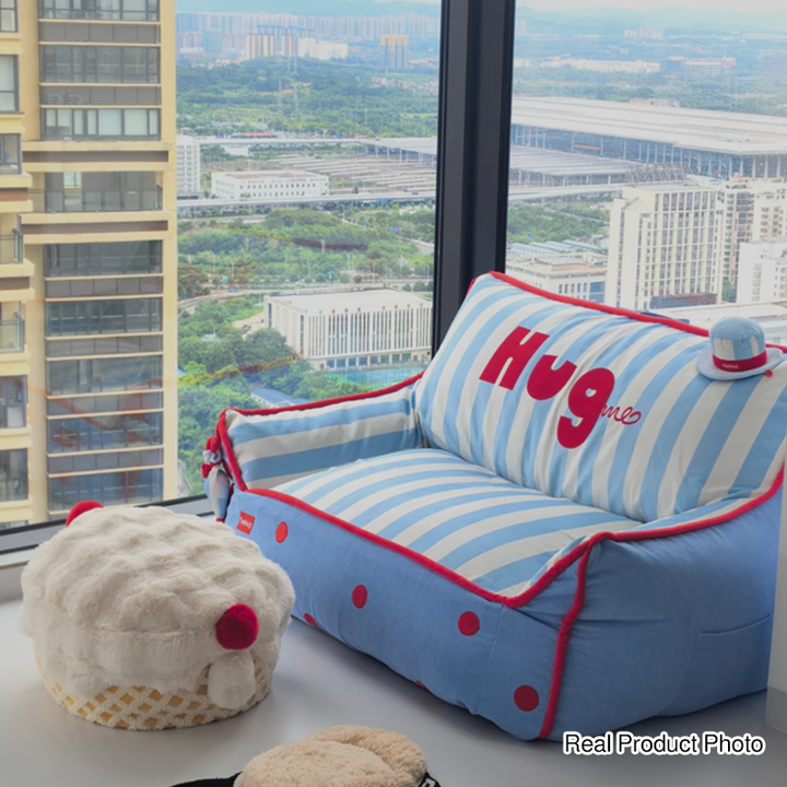 Contemporary Nordic Sherpa Fabric Faux Rabbit Fur EPP Cartoon Cake Removable &amp; Washable Design Low Stool Backless Armless For Living Room &amp; Bedroom