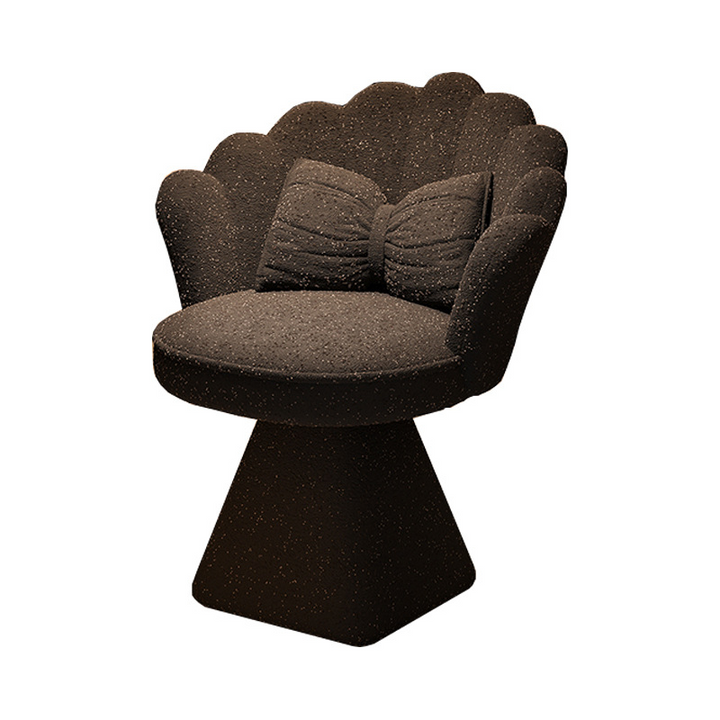 Taburete giratorio de tocador con forma de pétalo, de terciopelo y madera maciza de estilo francés tradicional, con respaldo y sin brazos, para dormitorio 
