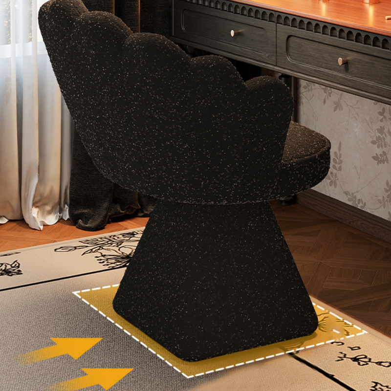 Taburete giratorio de tocador con forma de pétalo, de terciopelo y madera maciza de estilo francés tradicional, con respaldo y sin brazos, para dormitorio 