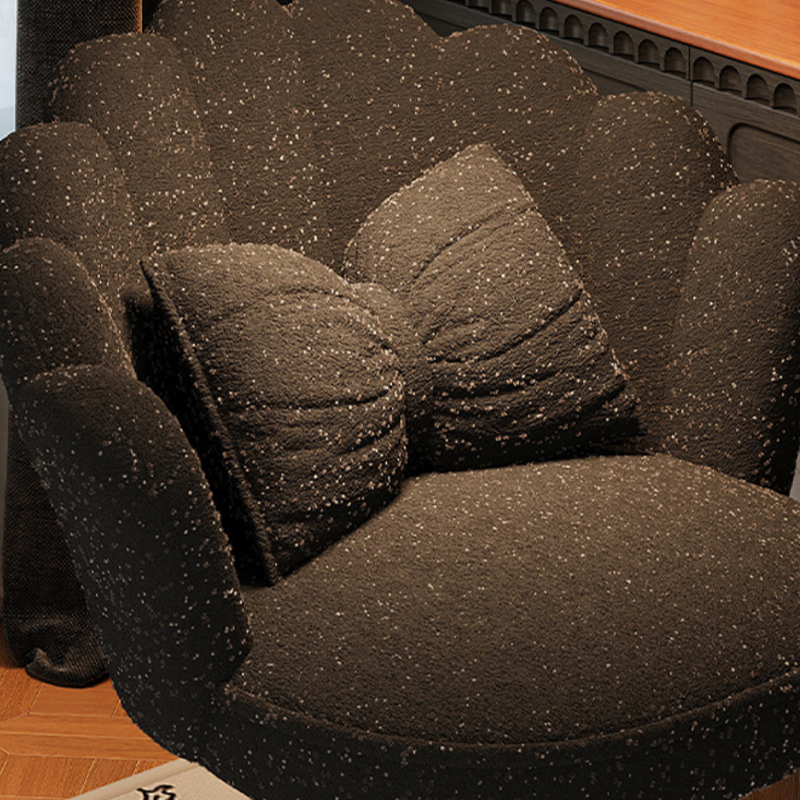 Taburete giratorio de tocador con forma de pétalo, de terciopelo y madera maciza de estilo francés tradicional, con respaldo y sin brazos, para dormitorio 