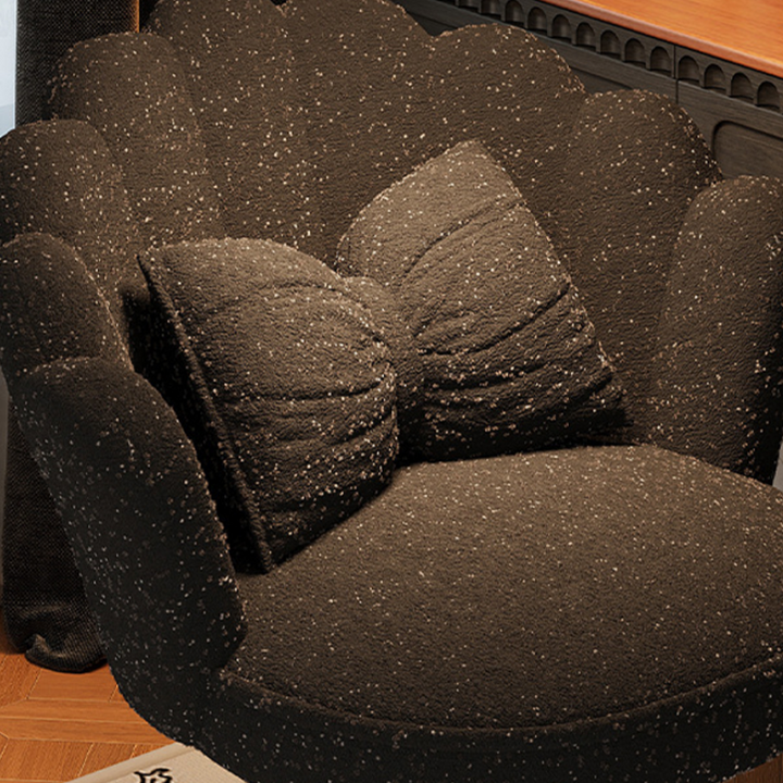 Taburete giratorio de tocador con forma de pétalo, de terciopelo y madera maciza de estilo francés tradicional, con respaldo y sin brazos, para dormitorio 