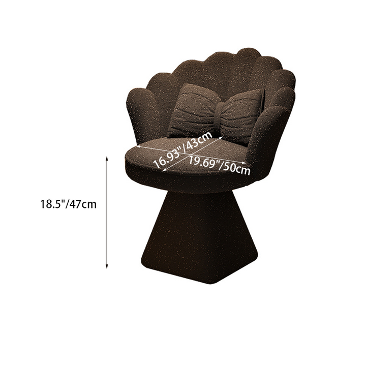 Taburete giratorio de tocador con forma de pétalo, de terciopelo y madera maciza de estilo francés tradicional, con respaldo y sin brazos, para dormitorio 