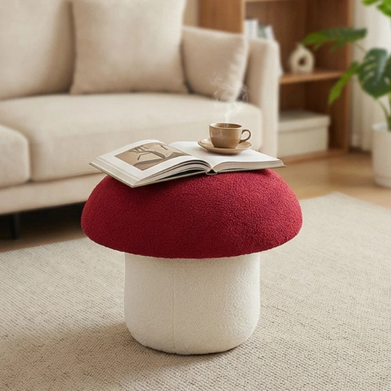 Taburete bajo infantil moderno Art Déco con tela de terciopelo, algodón moldeado y metal, diseño tipo seta, sin respaldo ni brazos, para recibidor y pasillo 