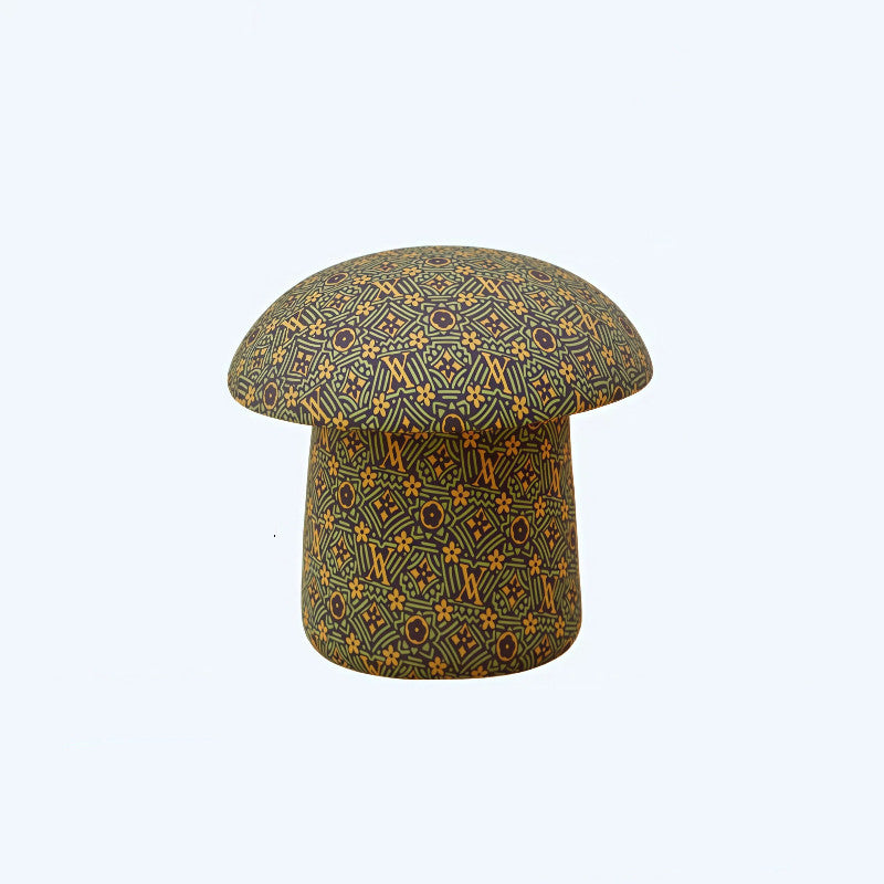Taburete bajo infantil moderno Art Déco con tela de terciopelo, algodón moldeado y metal, diseño tipo seta, sin respaldo ni brazos, para recibidor y pasillo 
