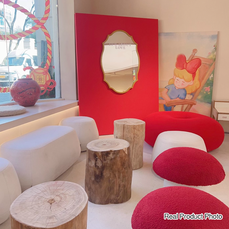 Taburete bajo infantil moderno Art Déco con tela de terciopelo, algodón moldeado y metal, diseño tipo seta, sin respaldo ni brazos, para recibidor y pasillo 