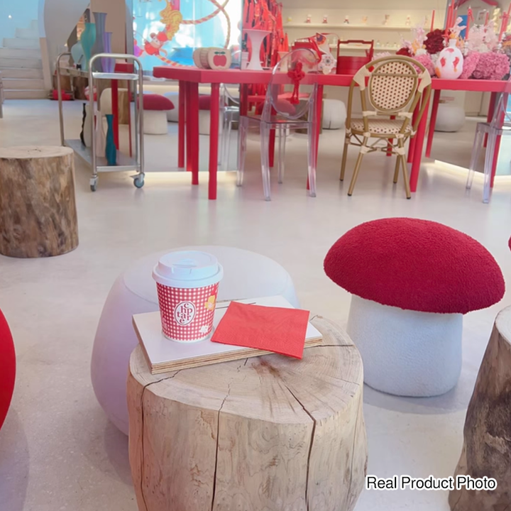 Taburete bajo infantil moderno Art Déco con tela de terciopelo, algodón moldeado y metal, diseño tipo seta, sin respaldo ni brazos, para recibidor y pasillo 