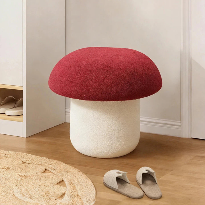 Taburete bajo infantil moderno Art Déco con tela de terciopelo, algodón moldeado y metal, diseño tipo seta, sin respaldo ni brazos, para recibidor y pasillo 