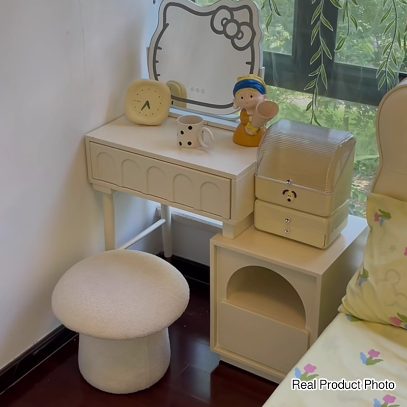 Taburete bajo infantil moderno Art Déco con tela de terciopelo, algodón moldeado y metal, diseño tipo seta, sin respaldo ni brazos, para recibidor y pasillo 
