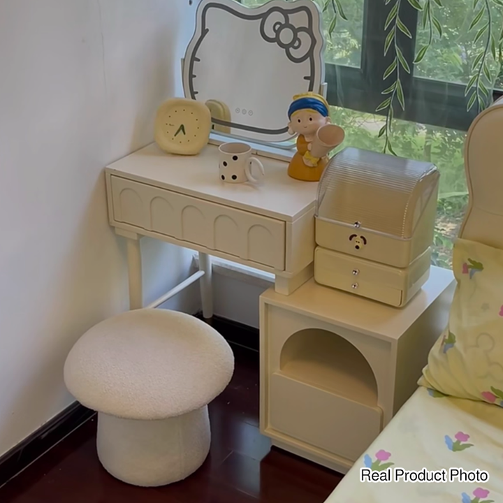 Taburete bajo infantil moderno Art Déco con tela de terciopelo, algodón moldeado y metal, diseño tipo seta, sin respaldo ni brazos, para recibidor y pasillo 