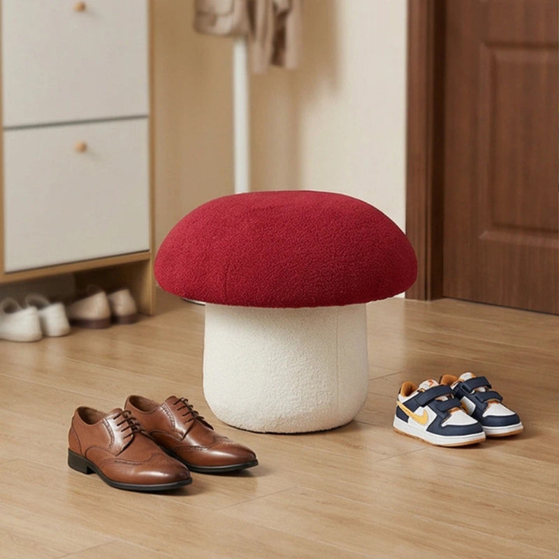 Taburete bajo infantil moderno Art Déco con tela de terciopelo, algodón moldeado y metal, diseño tipo seta, sin respaldo ni brazos, para recibidor y pasillo 