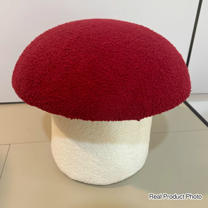 Taburete bajo infantil moderno Art Déco con tela de terciopelo, algodón moldeado y metal, diseño tipo seta, sin respaldo ni brazos, para recibidor y pasillo 