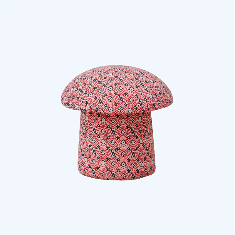 Taburete bajo infantil moderno Art Déco con tela de terciopelo, algodón moldeado y metal, diseño tipo seta, sin respaldo ni brazos, para recibidor y pasillo 