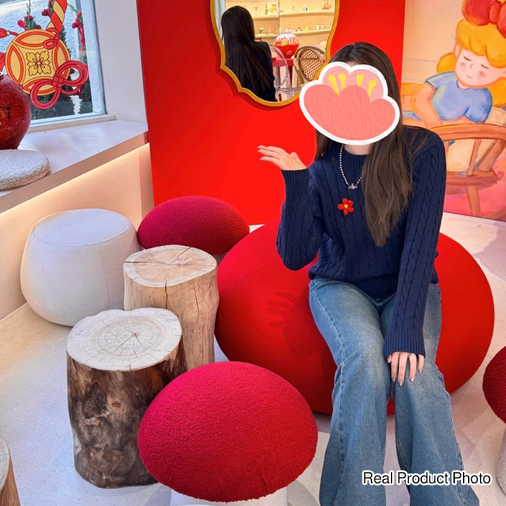 Taburete bajo infantil moderno Art Déco con tela de terciopelo, algodón moldeado y metal, diseño tipo seta, sin respaldo ni brazos, para recibidor y pasillo 