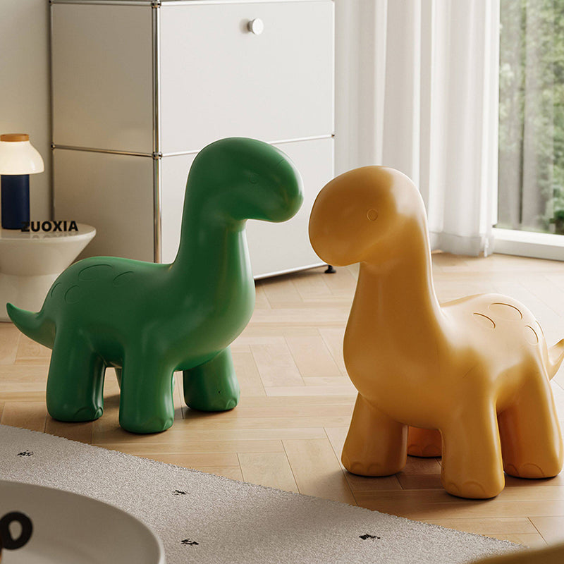 モダンなアールデコ調 PEプラスチック製 カートゥーン恐竜 転倒防止デザイン キッズ用ロースツール 背もたれなし・肘掛けなし 玄関・廊下用 