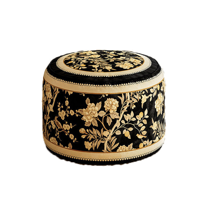 Taburete bajo cilíndrico tradicional rústico de terciopelo corto afelpado EPP, ligero, con funda extraíble, sin respaldo ni brazos, para sala de estar y dormitorio 