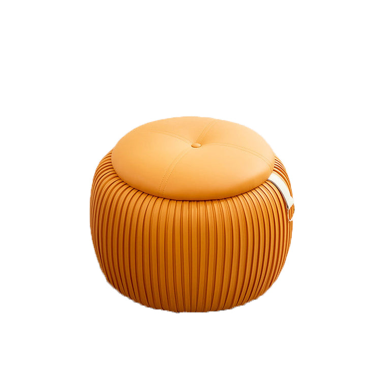 北欧モダン 合成皮革 スポンジ プライウッド パンプキン型 多用途 収納付き ロースツール 背もたれなし 肘なし リビング・玄関用 